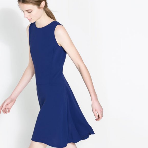 Zara Royal Blue A-Line Sleeveless Flare Dress - Picture 1 of 6